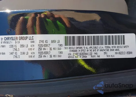 2014 Chrysler Town & Country Touring из США, поврежденный, VIN 2C4RC1BG9ER441122